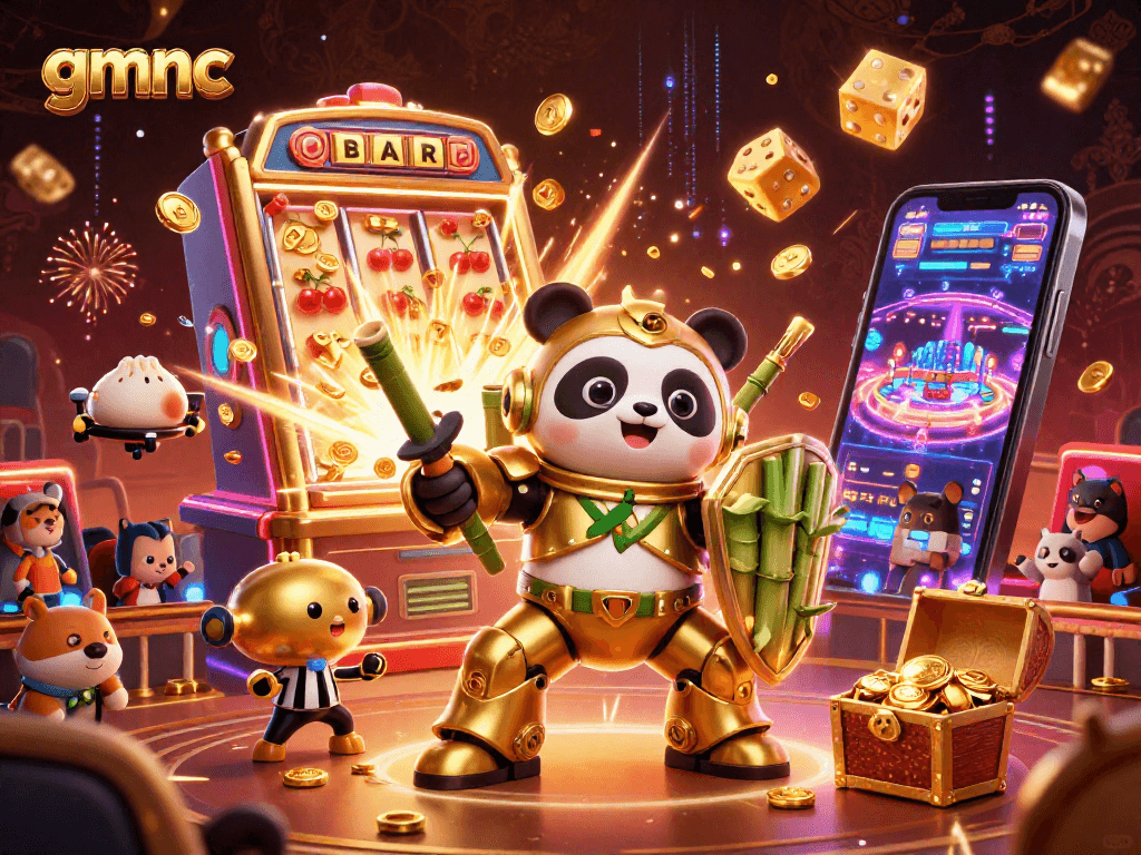 Experience gmnc's vibrant casino excitement with a golden panda bot in action!
