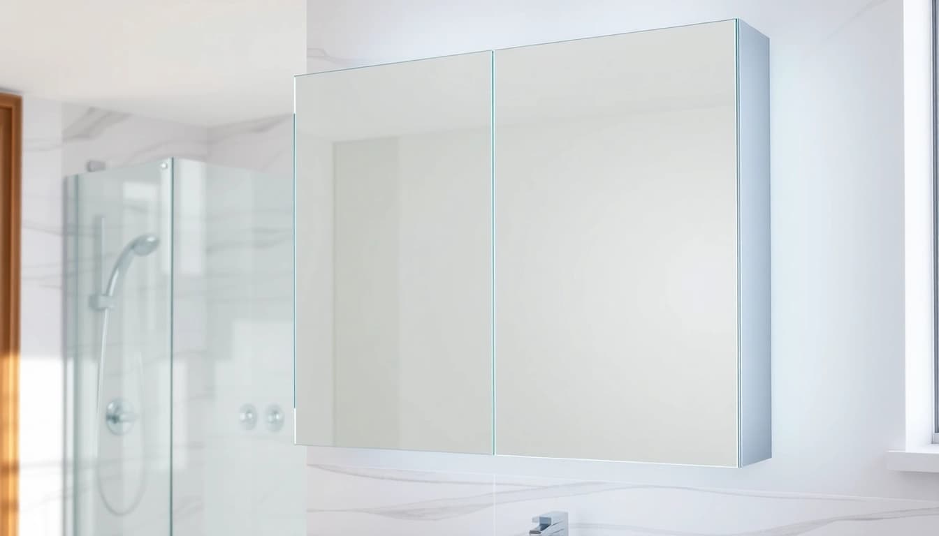 Elegante badezimmer spiegelschränke beleuchtung mit sanften LED-Lichtern in einem modernen Badezimmer.