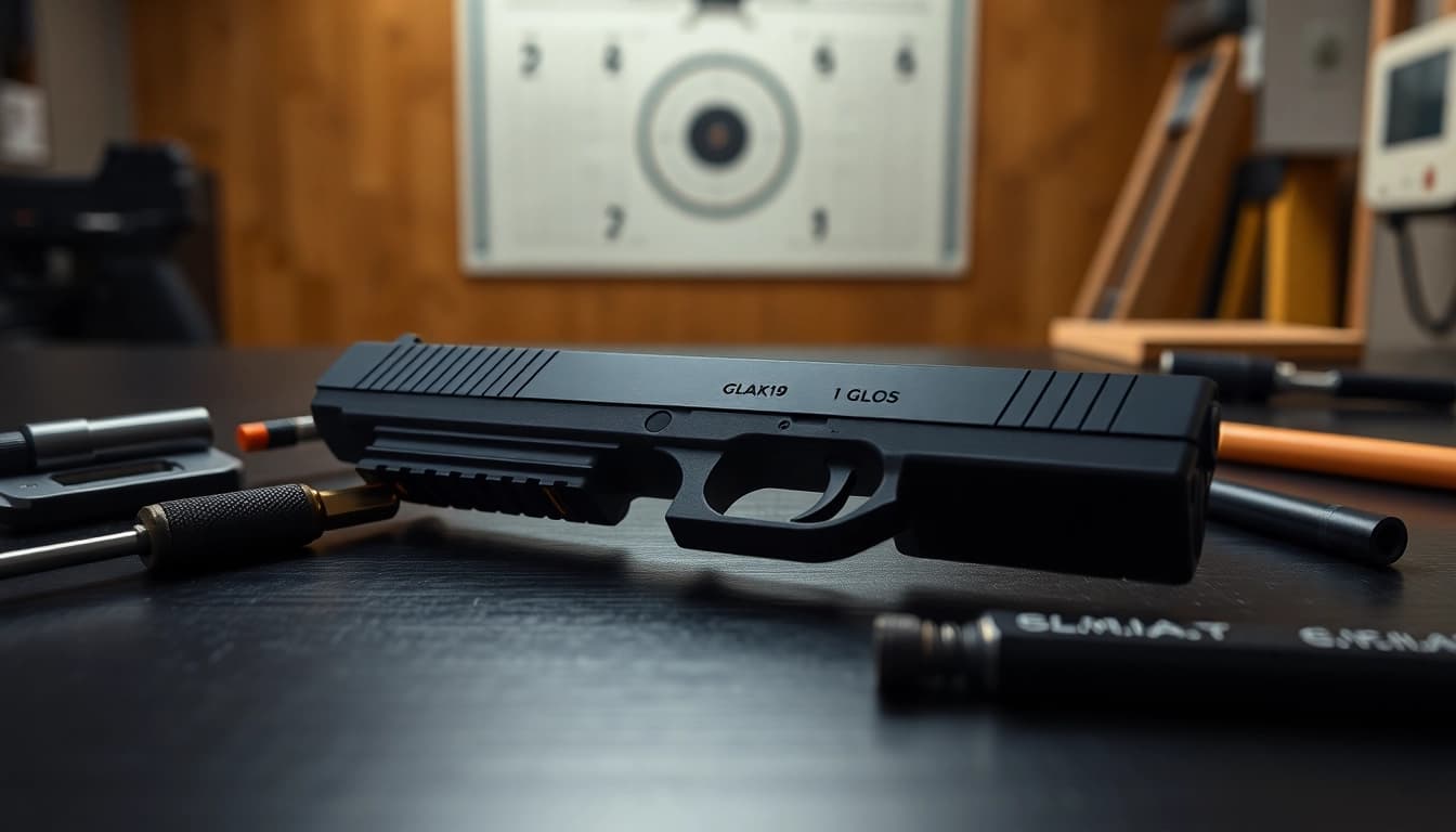 Showcase of glock 19 gen 5 slide highlighting its precision and craftsmanship.