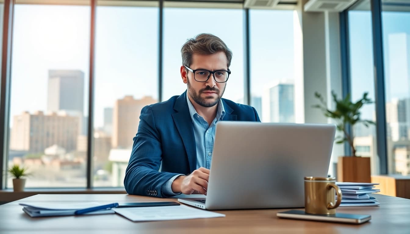 Engaged business consultant Sacramento, CA working in a modern office setting.