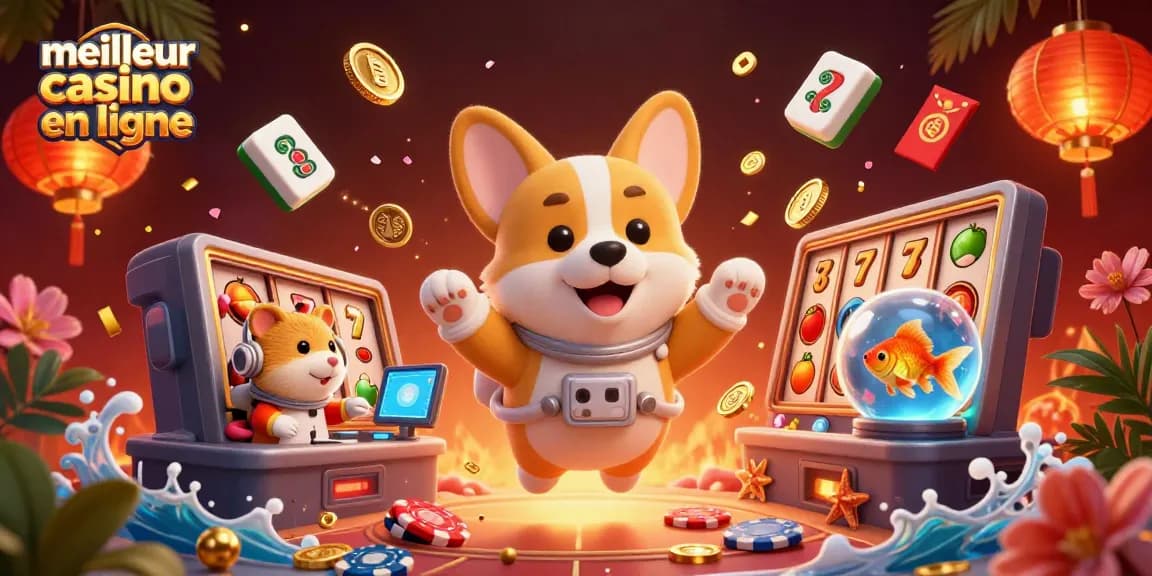 Jouez au meilleur casino en ligne avec une illustration captivante de jeux de hasard et de chance.