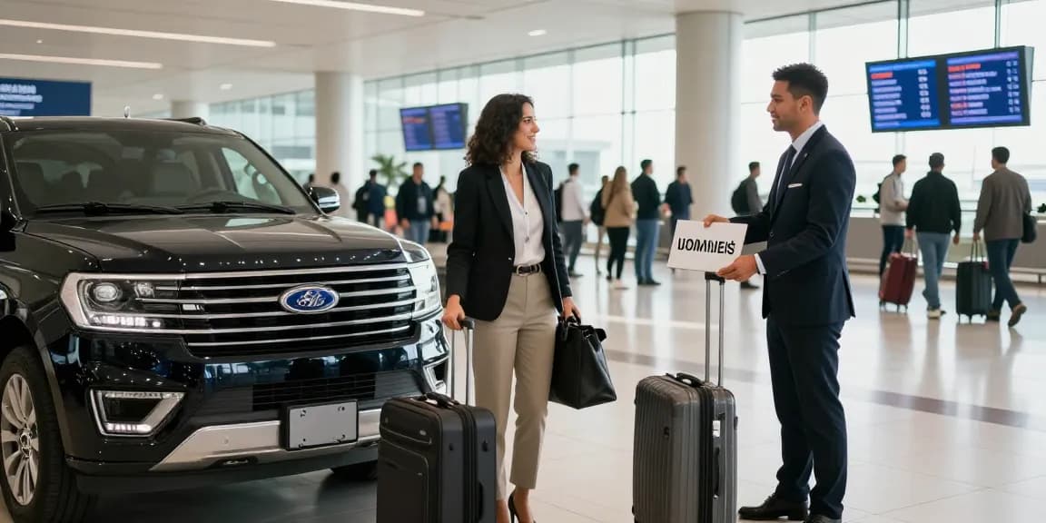 Airport Transfers Service Dubai: Professional chauffeur greeting traveler at Dubai airport.