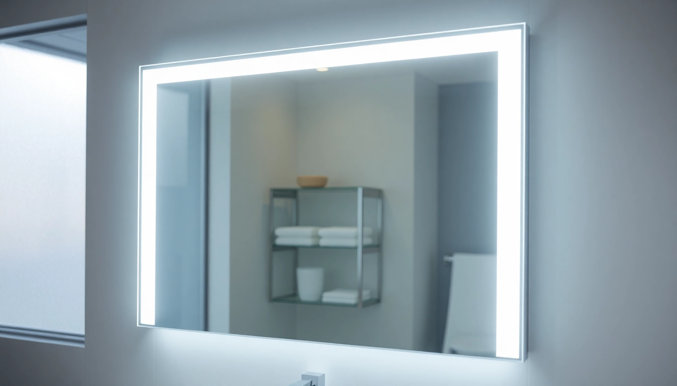 Admire the bright illumination of a led bathroom mirror showcasing sleek design and elegant features.