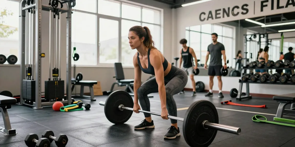 Powerful woman lifting weights at the pharmaqo shop gym, showcasing strength and dedication.