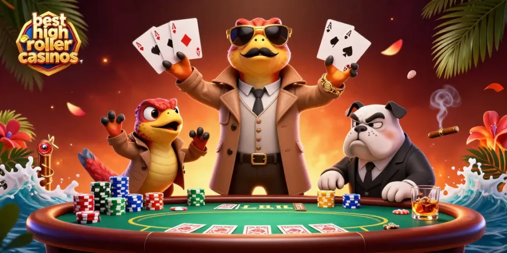 Experience the excitement at the best high roller casinos with raptors and poker in a vibrant setting.