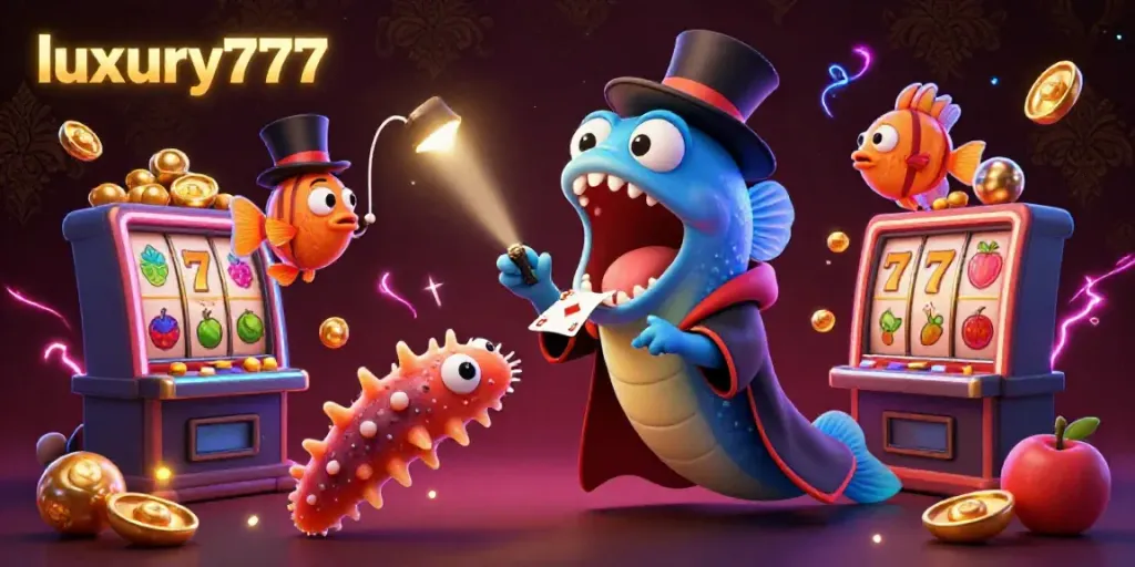 Experience the thrill of luxury777 slots with vibrant characters and magical casino elements.