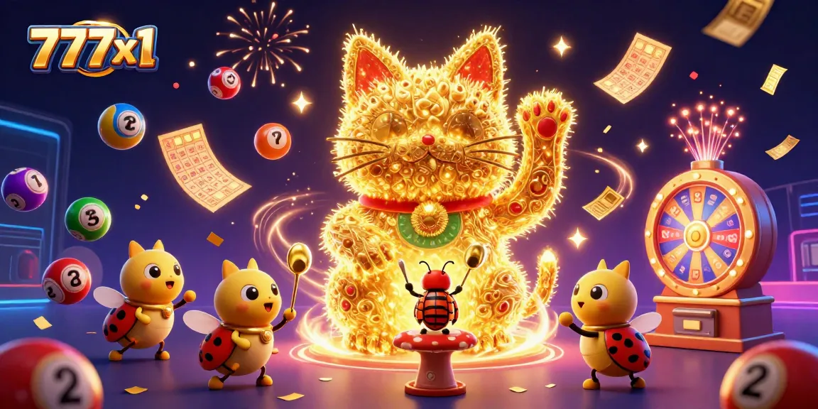 Engage with 777x1's vibrant casino journey featuring a lucky cat and dynamic gaming elements.