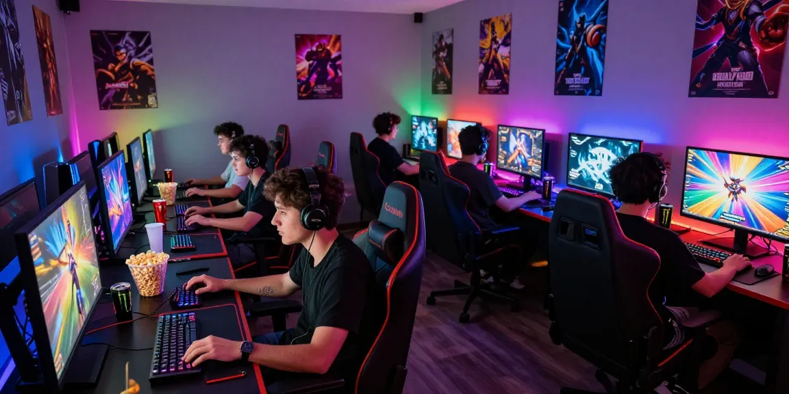 Engaged players enjoying เกมสล็อต in a vibrant gaming lounge.