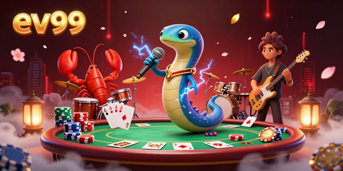 Catch the electric eel at the ev99 underwater casino, rocking the stage with poker chips and lively energy!