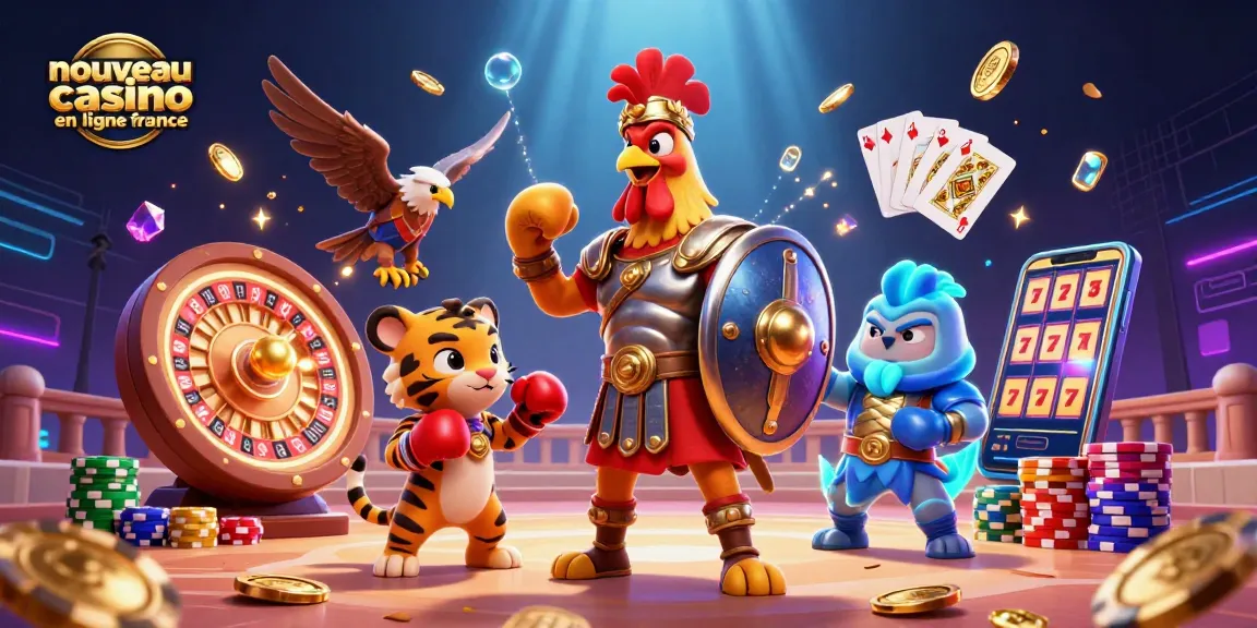 Gagnez gros avec le nouveau casino en ligne France sur une illustration dynamique de jeux et de divertissement.