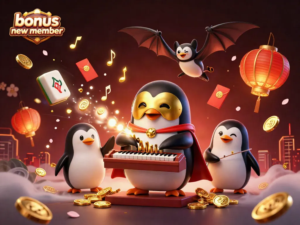 Experience the excitement of casino gaming with the "bonus new member" 3D scene featuring unique characters and vibrant elements.