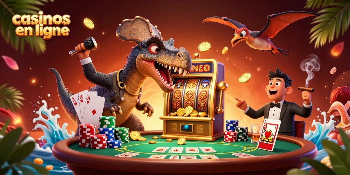Un pachycéphalosaurus interagissant avec des machines à sous dans un vibrant casino en ligne.