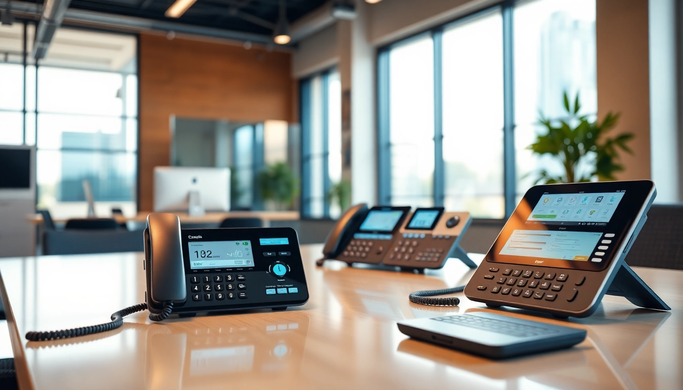 Streamlined phone systems for small business in a modern office setting, enhancing communication efficiency.