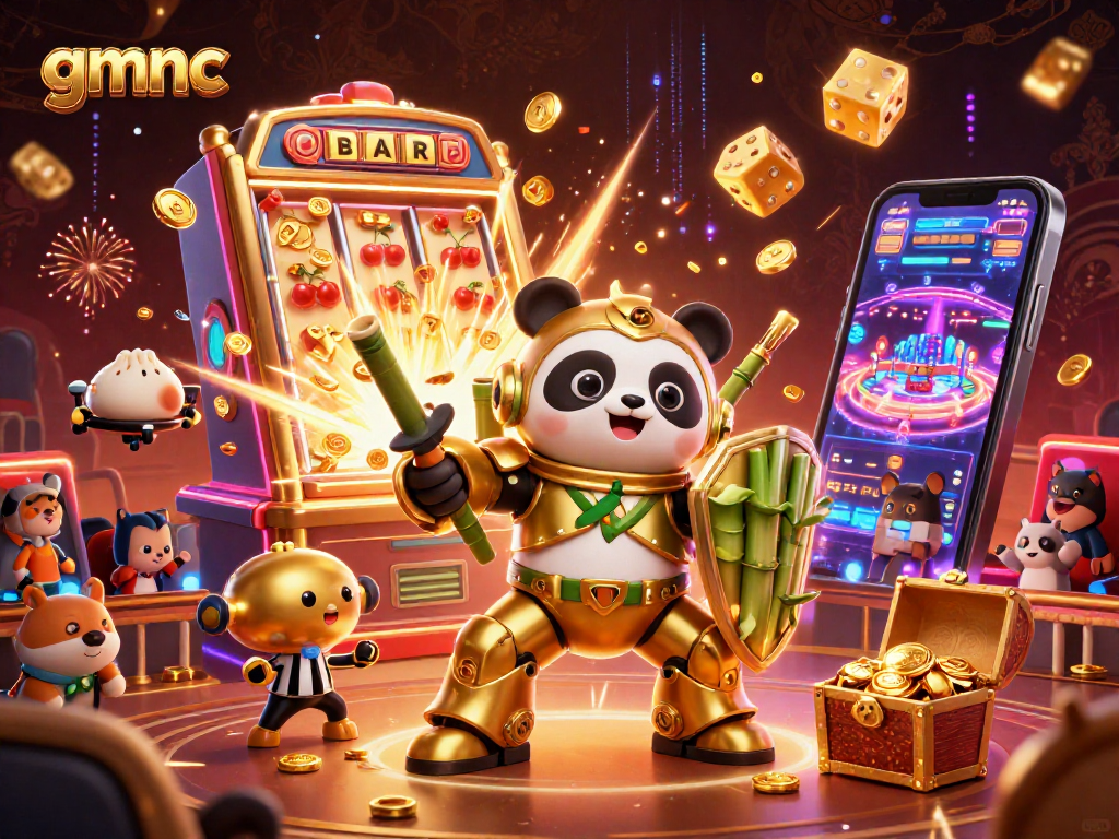 Experience gmnc's vibrant casino excitement with a golden panda bot in action!