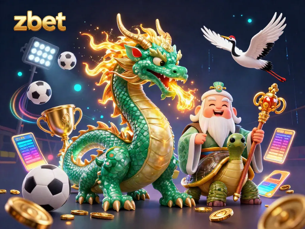 Experience the thrill of zbet with a vibrant casino scene featuring a jade dragon and dynamic sports elements.