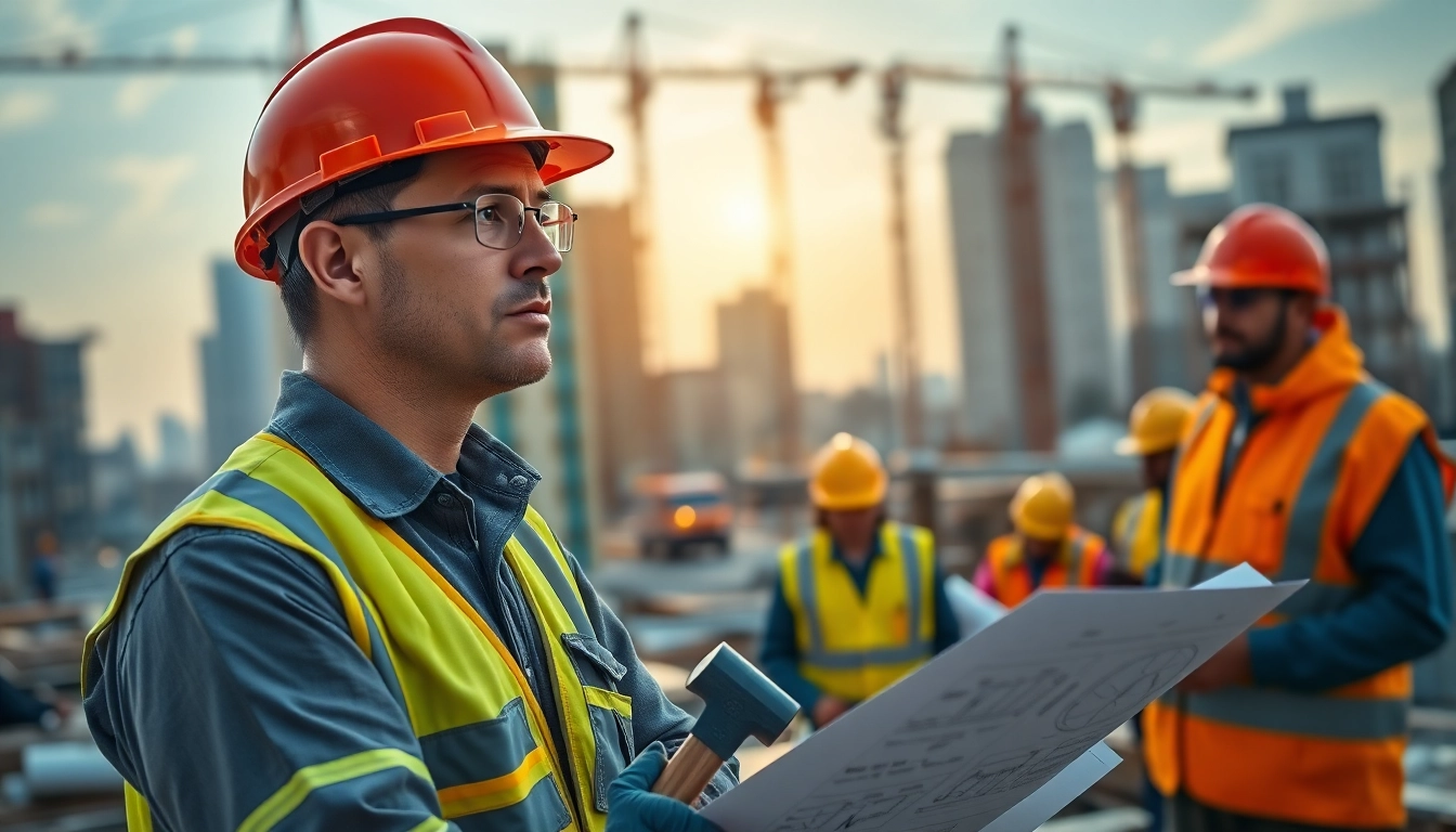 New Jersey General Contractor supervising construction work with tools and equipment on site.