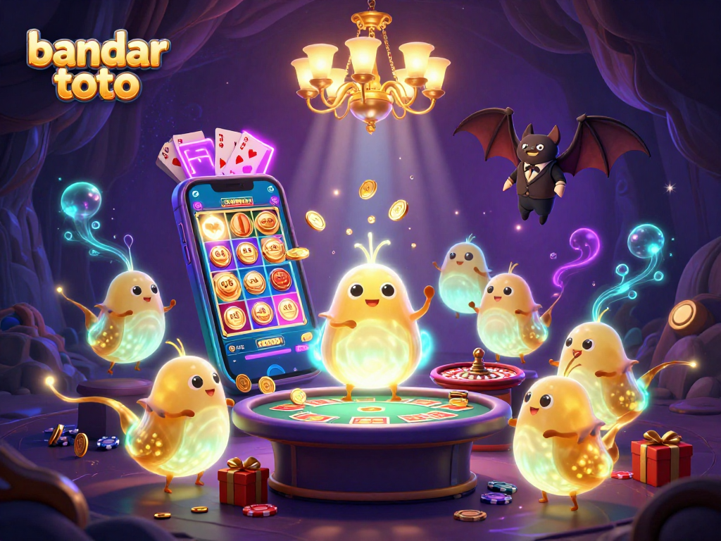 Experience the excitement of bandar toto with a vibrant cave casino scene filled with glowing elements and dynamic games.