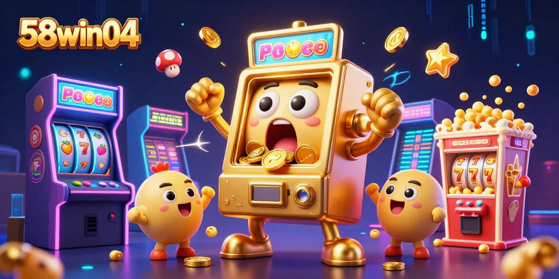Experience the thrill of winning at 58win04 with cartoon slot machines celebrating their jackpot.