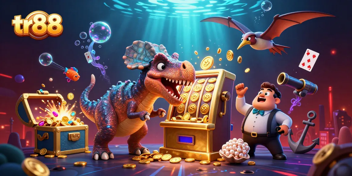 tr88 players enjoying a thrilling jackpot experience with a gold slot machine in a colorful casino scene.