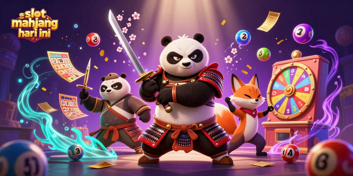 Experience slot gacor mahjong hari ini with a samurai panda and colorful casino elements in a dynamic scene.