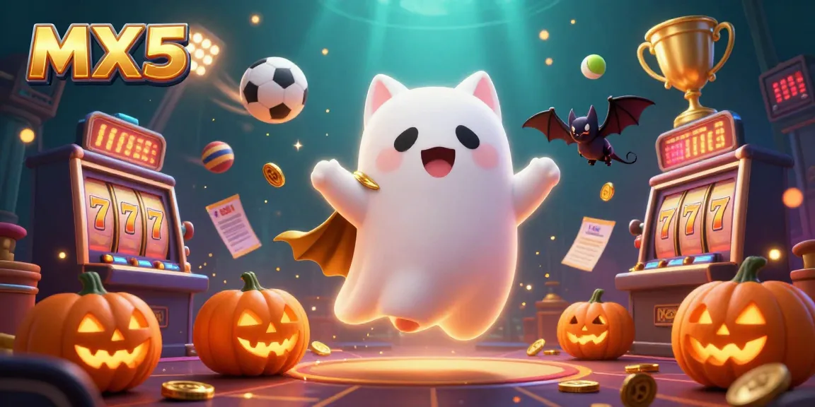 Experience the excitement of MX5 slots with a ghostly cat in a haunted casino.