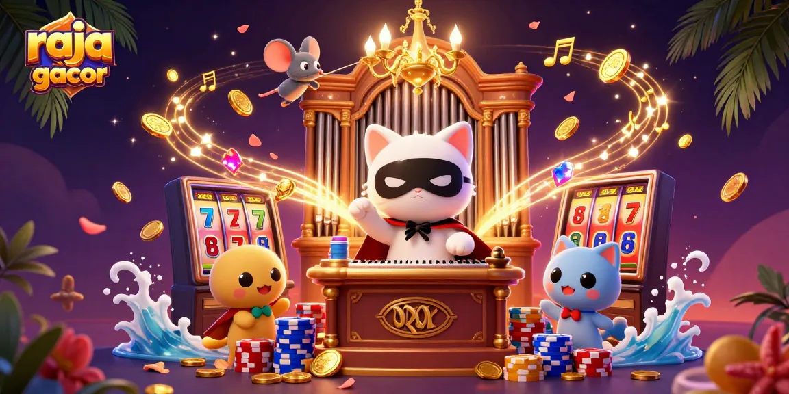 Experience the thrill of raja slot gacor with a dazzling display of luck and winnings in a vibrant casino scene.