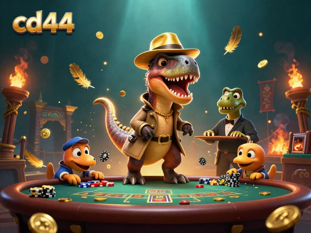 Engaging scene from cd44 showcasing a velociraptor card counter at a blackjack table, adding gaming intrigue.