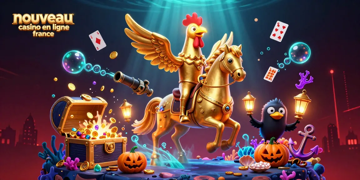 Explorez le nouveau casino en ligne en France avec un coq doré et des compagnons fantomatiques.