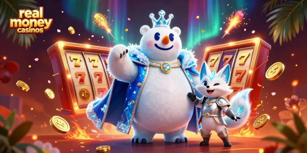 Explore real money casinos with exciting slot games, vibrant colors, and dynamic energy.
