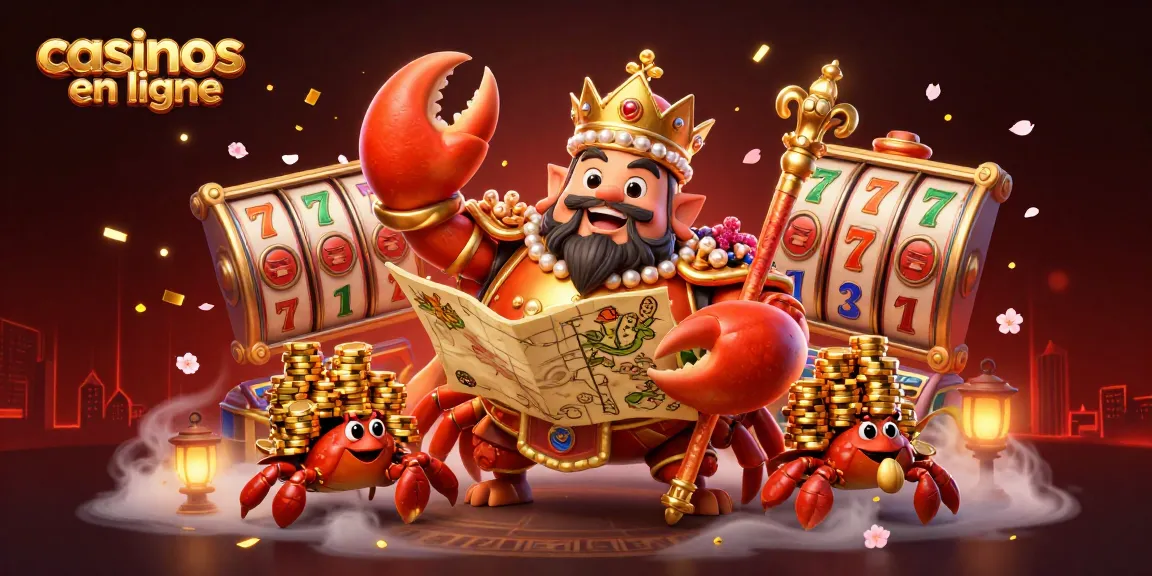 Les casinos en ligne offrent des machines à sous dynamiques avec un empereur crabe doré entouré de symboles de jeu.
