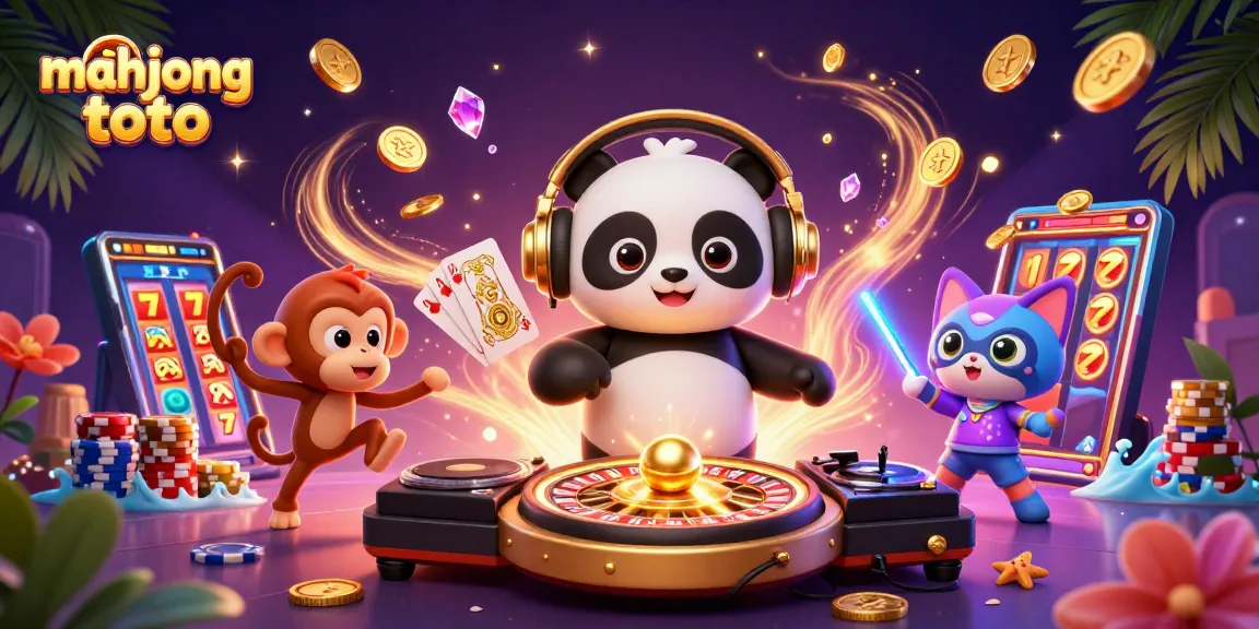Win big with mahjong toto in this vibrant 3D casino party scene featuring lively characters and dynamic elements.