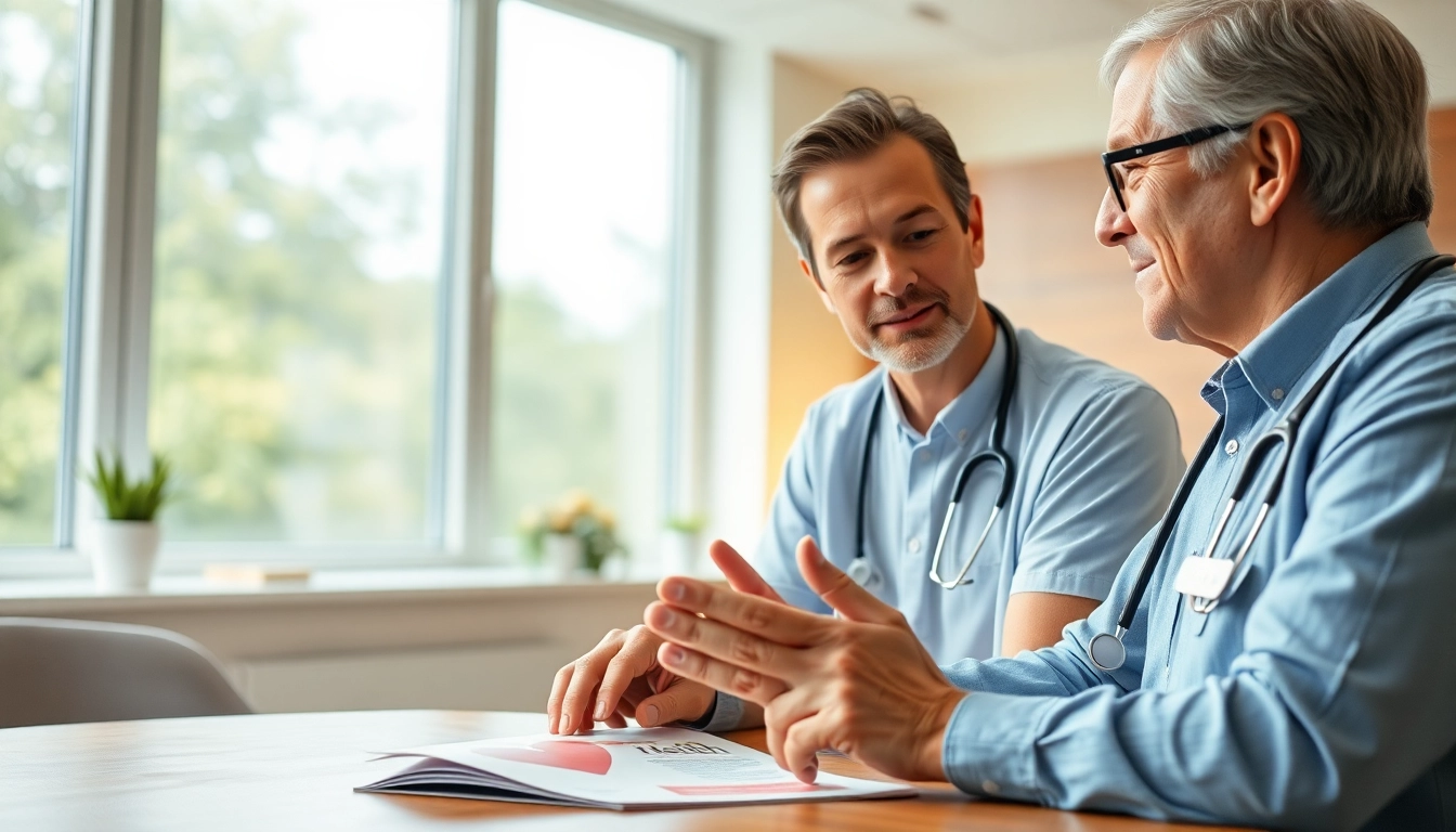 Engaging healthcare professional sharing Heart Health Tips with an elderly patient in a clinic.