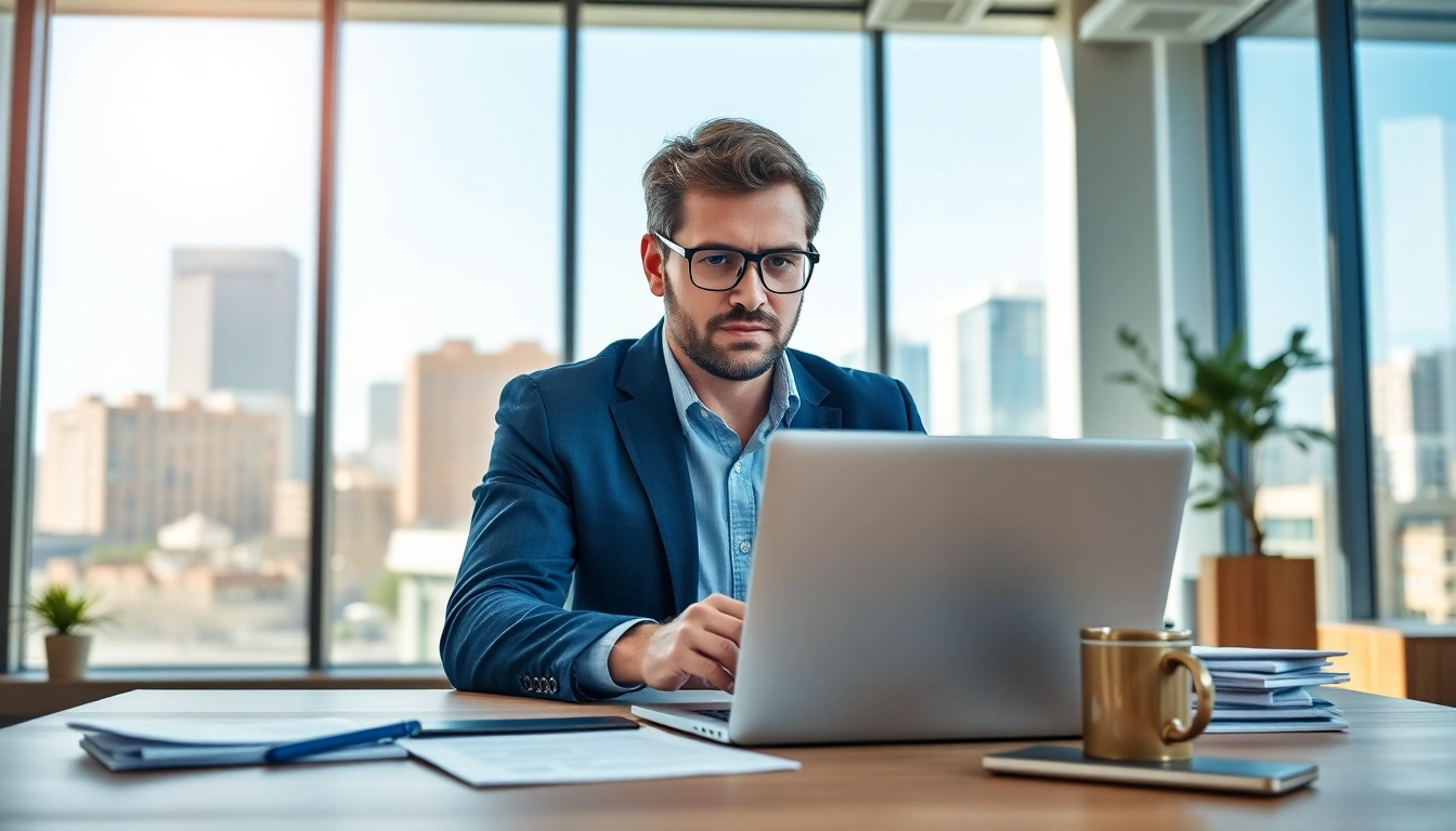 Engaged business consultant Sacramento, CA working in a modern office setting.