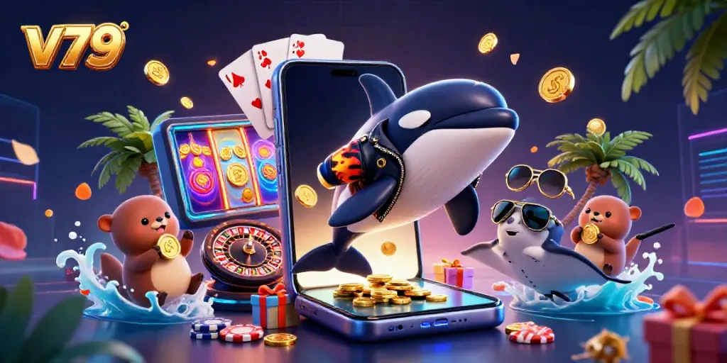 Engage with lively casino fun through v79's immersive gaming experience featuring fun characters.