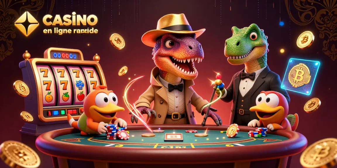 Les gains immédiats dans un casino en ligne paiement rapide, illustrés avec des personnages animés et des éléments de jeu.