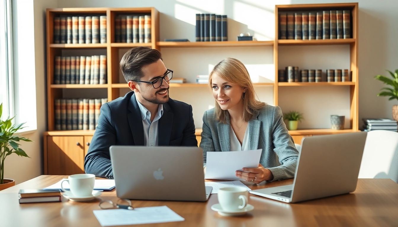Couple discussing their Family Law Financial Agreements in a professional office setting.