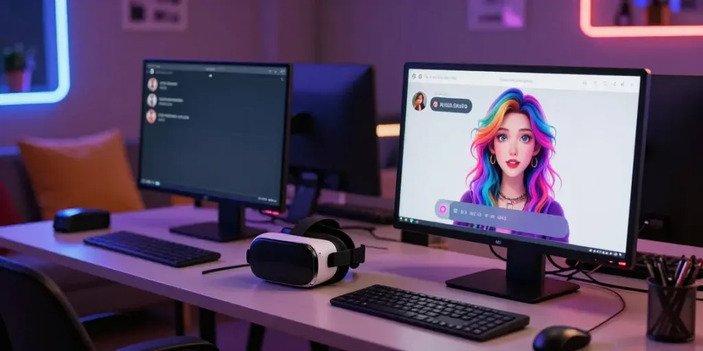 Engaging AI sex chat scene showcasing vibrant avatars in a cozy digital environment