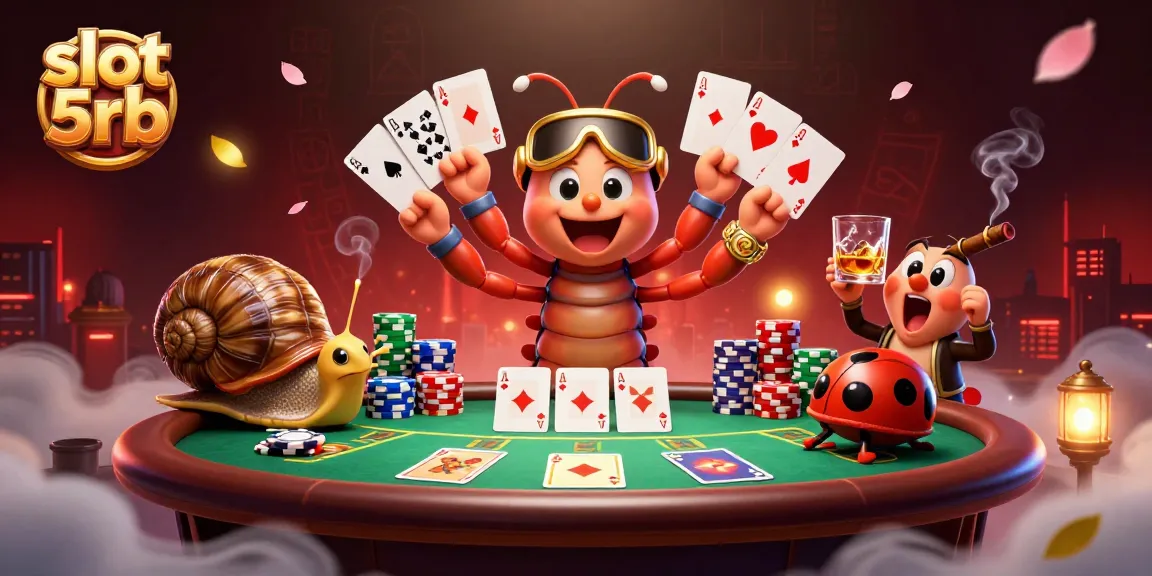 Engage with exciting slot games at slot 5rb, featuring vibrant 3D casino illustrations of fun characters.