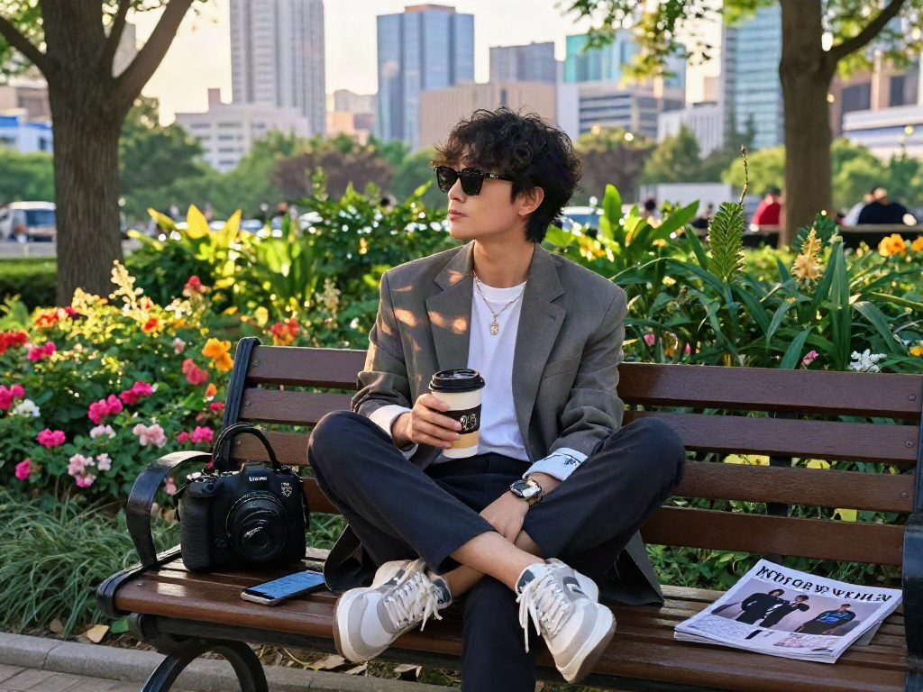 Gaya hidup modis dengan outfit luxury111 di lingkungan perkotaan.