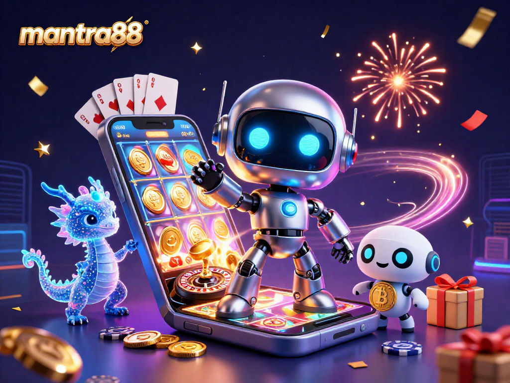 Engage with mantra88 for thrilling casino action featuring colorful slot games, robots, and bitcoin rewards.