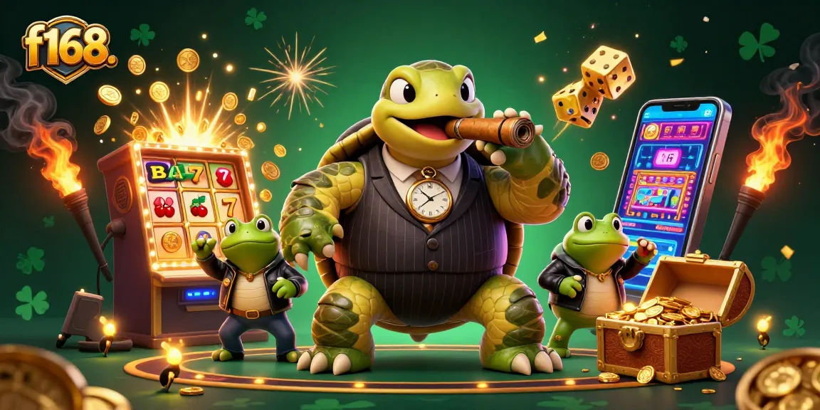 Experience excitement at f168. with a lively casino scene featuring vibrant characters and action.