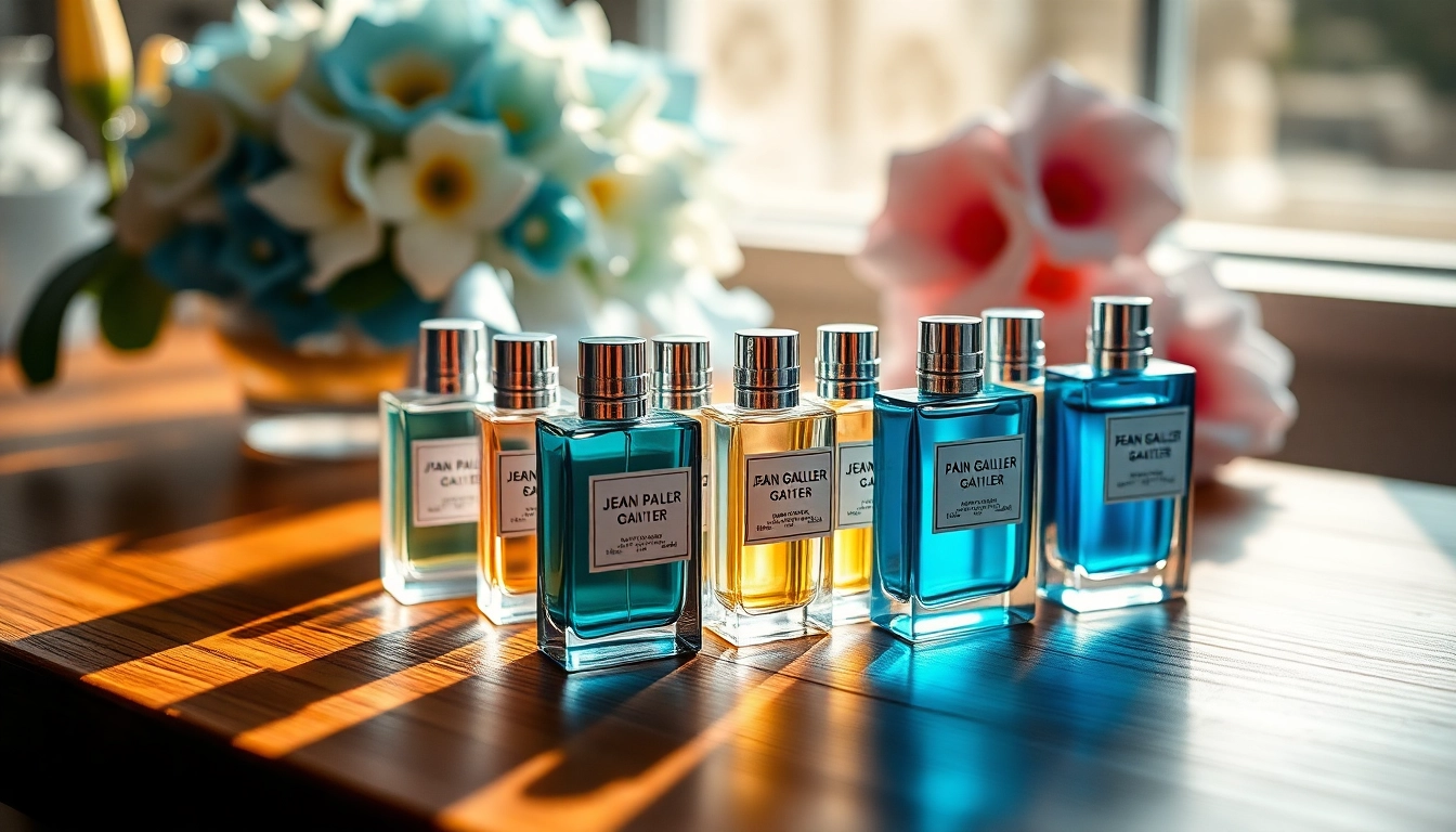 Explore the elegant Jean Paul Gaultier free sample perfume set displayed artfully.