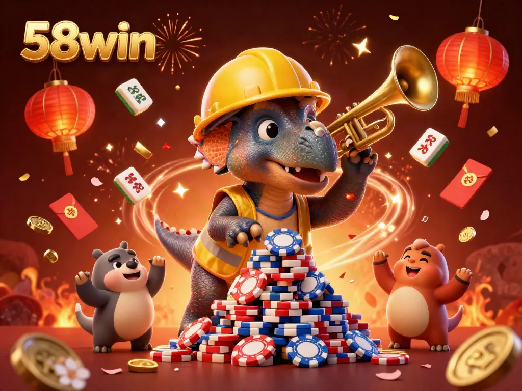 Engage in thrilling gameplay at 58win with charismatic characters building excitement with poker chips.