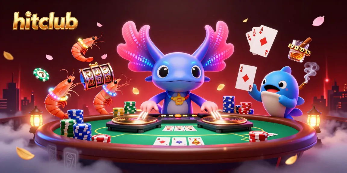 Engage users with hitclub's vibrant casino scene featuring animated characters and rich gaming elements.