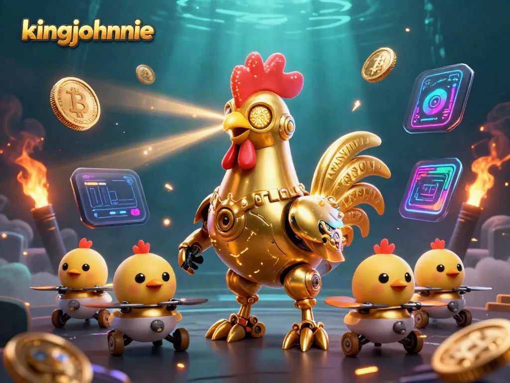 Engage with kingjohnnie's vibrant 3D gambling universe filled with crypto coins and lively characters