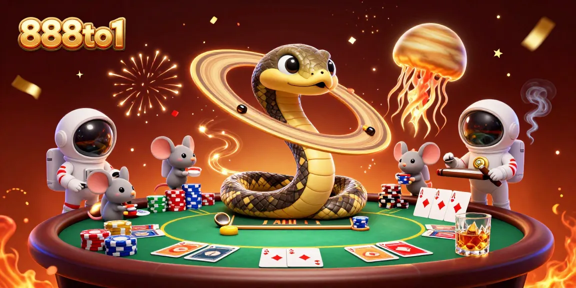 Join the fun with 888to1 as mice place bets around a cosmic roulette wheel, showcasing thrilling casino action.