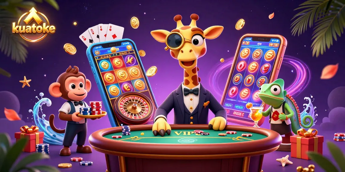 Kuatoke elevates the online gambling experience with themed virtual casino scenes featuring vivacious characters.