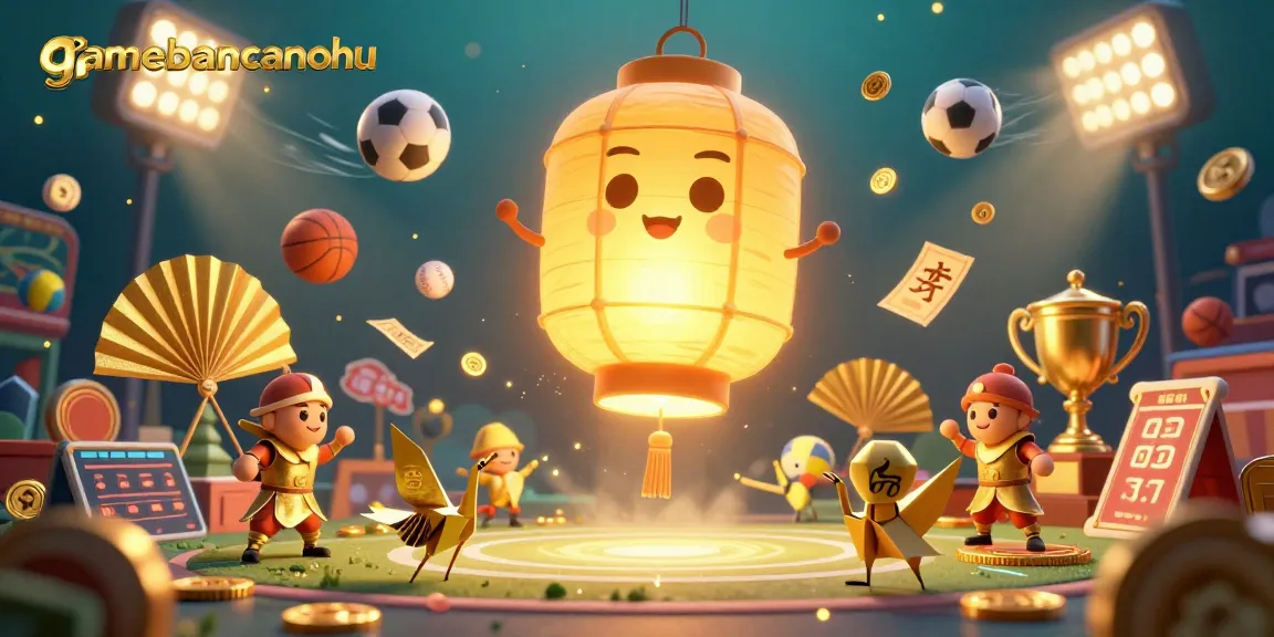 Engage in lively sports betting with gamebancanohu, featuring golden lantern spirit and dynamic game elements.