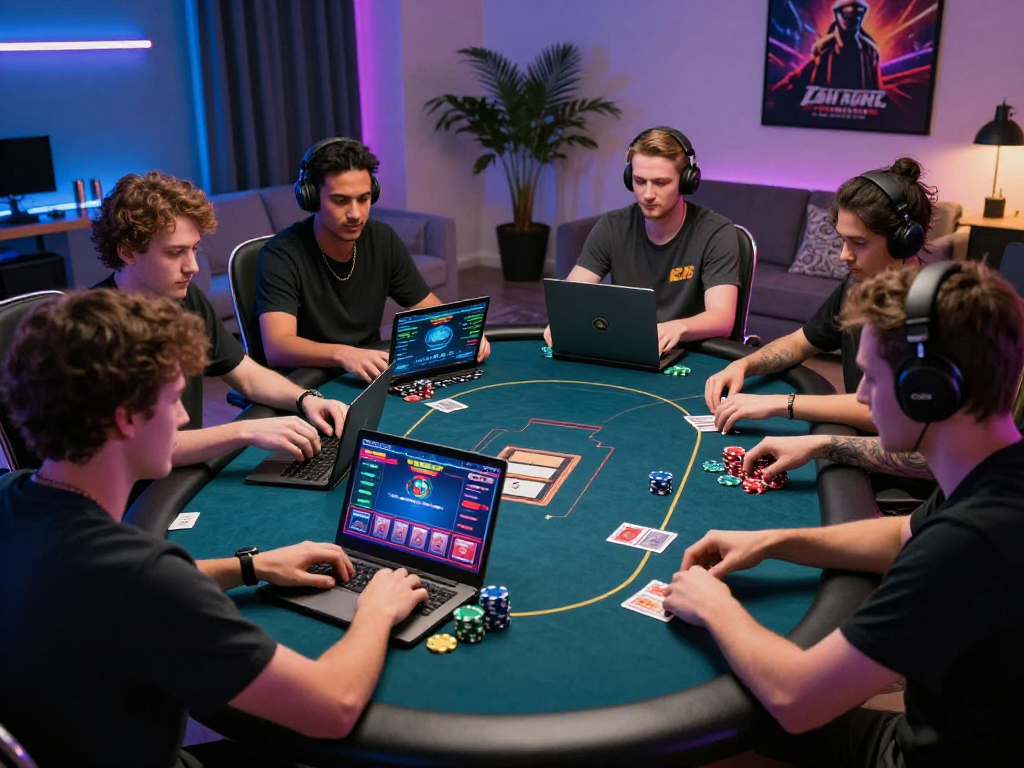 Players engaged in an exciting Poker88 online game session, showcasing vibrant game screens and a lively atmosphere.